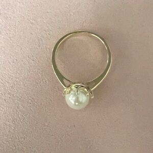 Gold and White Pearl Ring with Minimalist Design